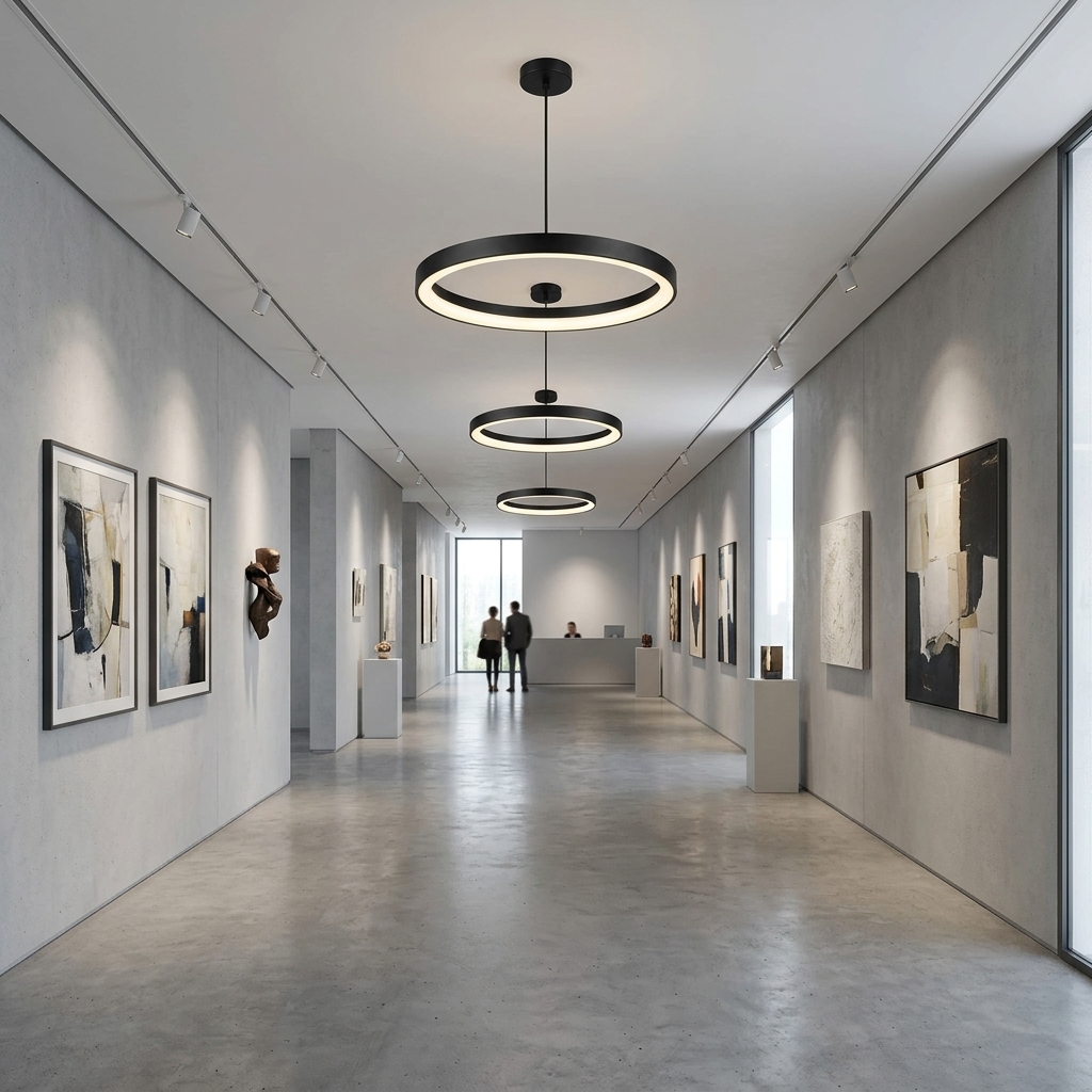 Modern Minimalist Circular LED Ring Pendant Light in Matte Black - Image 3